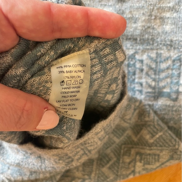 Peruvian Connection gray teal tribal Aztec print maximize skirt alpaca cotton - Picture 5 of 6